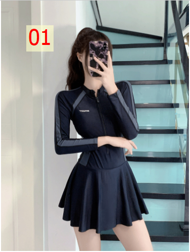 24HA266.16 - BỘ VÁY BƠI DÀI TAY LIỀN THÂN NỮ