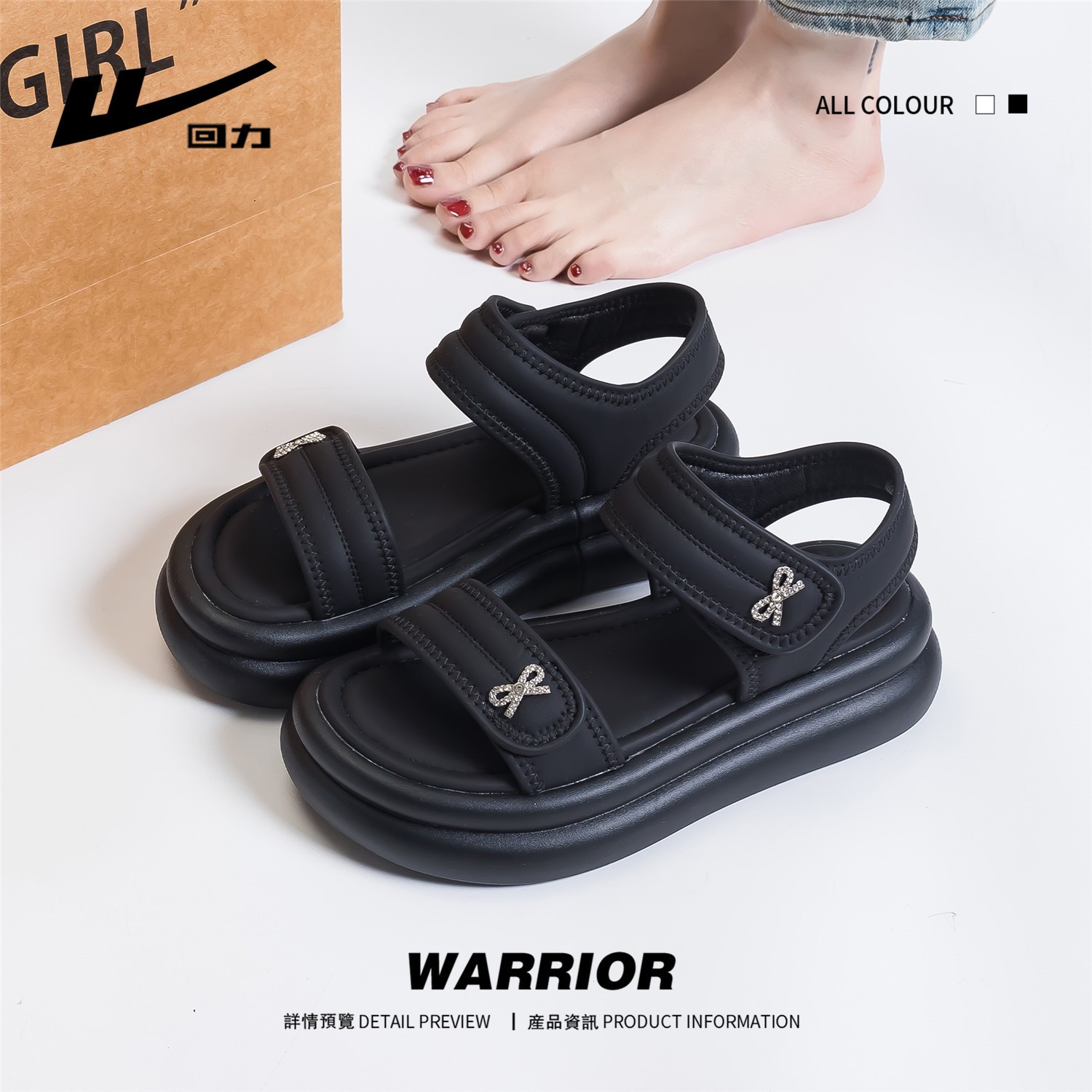 24HA296.26 - SANDAL ĐẾ DÀY TĂNG CHIỀU CAO WARRIOR