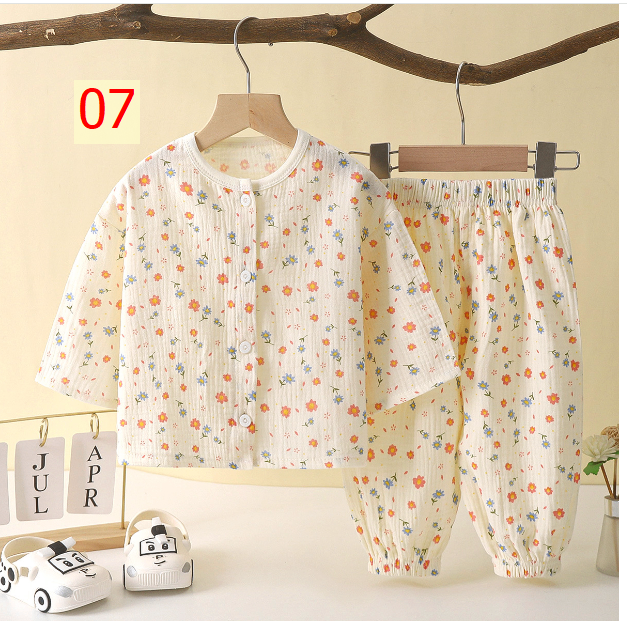 24HA17.26 - BỘ XÔ MUSLIN DÀI TAY CAO CẤP CHO BÉ
