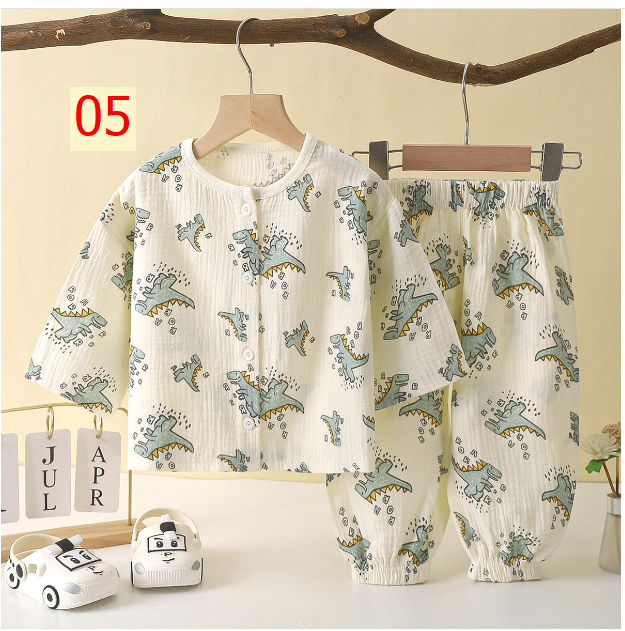 24HA17.26 - BỘ XÔ MUSLIN DÀI TAY CAO CẤP CHO BÉ
