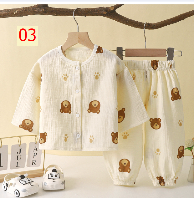24HA17.26 - BỘ XÔ MUSLIN DÀI TAY CAO CẤP CHO BÉ