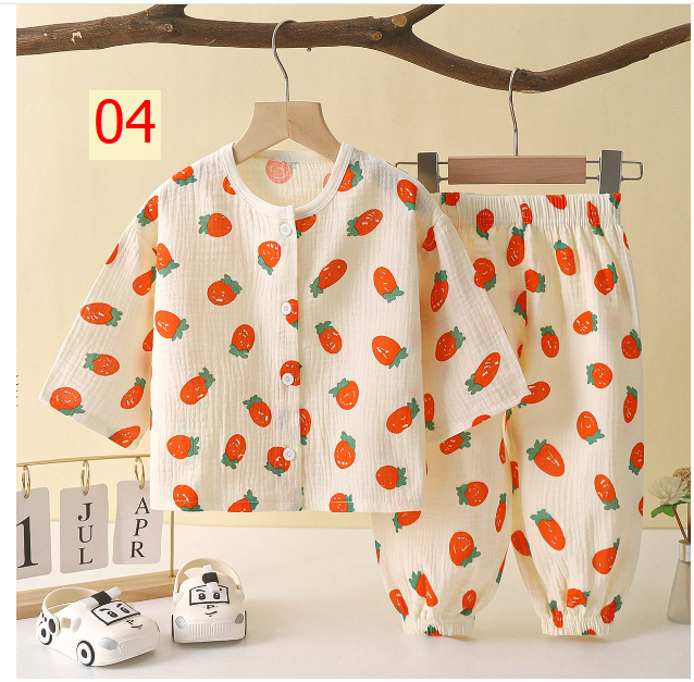 24HA17.26 - BỘ XÔ MUSLIN DÀI TAY CAO CẤP CHO BÉ