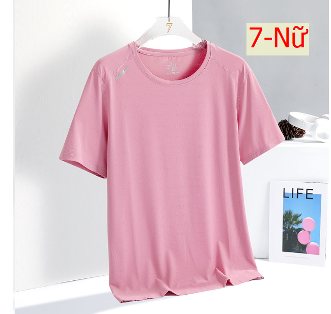 24HA37.13 - ÁO CỘC TAY CỔ TRÒN LỤA BĂNG NAM NỮ