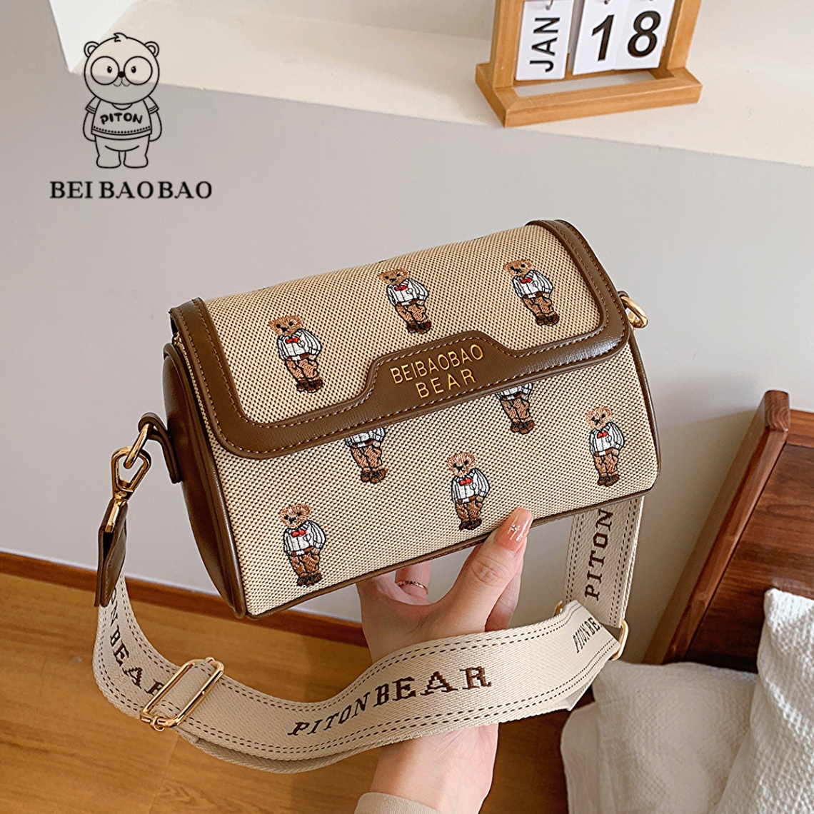 24HA37.07 - TÚI XÁCH GẤU CHÍNH HÃNG BEIBAOBAO