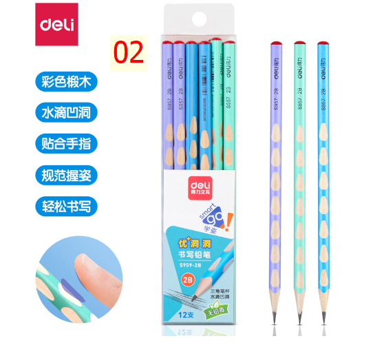 24HA97.06 - SET 2 HỘP BÚT CHÌ CHỐNG TRƠN TAY DELI