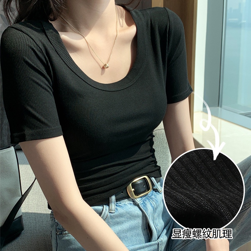 24HA97.15 - ÁO THUN GÂN CỘC TAY NỮ