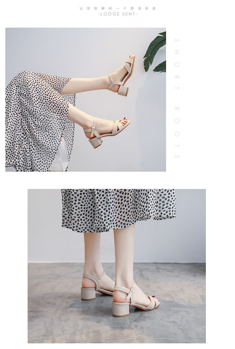 24HA117.33 - SANDAL NỮ GÓT VUÔNG HAI DÂY CHÉO