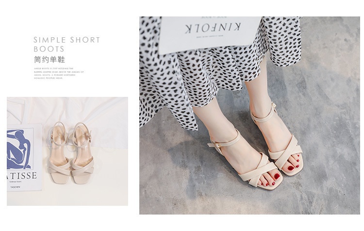 24HA117.33 - SANDAL NỮ GÓT VUÔNG HAI DÂY CHÉO