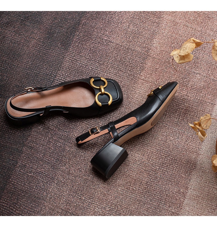 24HA127.12 - GIÀY SANDAL MŨI VUÔNG RETRO