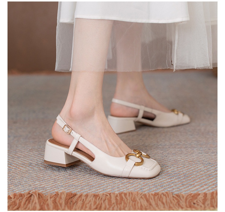 24HA127.12 - GIÀY SANDAL MŨI VUÔNG RETRO