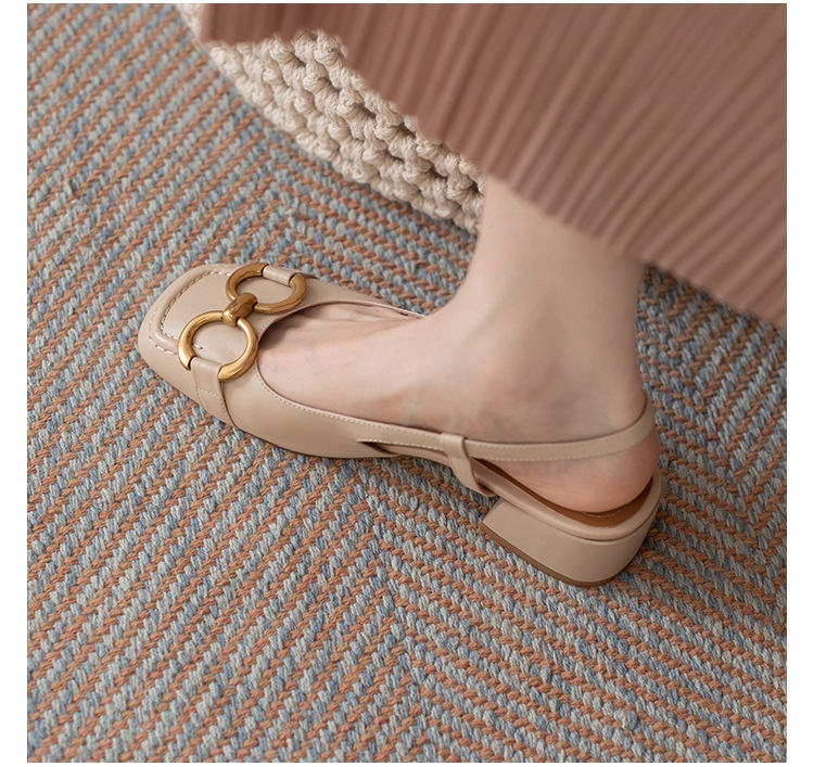 24HA127.12 - GIÀY SANDAL MŨI VUÔNG RETRO