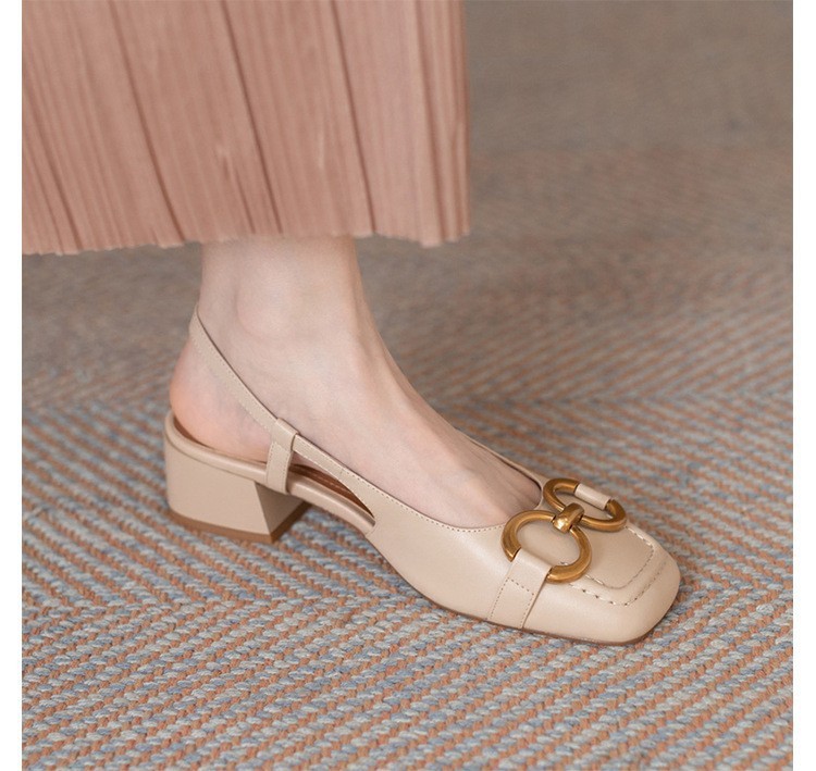 24HA127.12 - GIÀY SANDAL MŨI VUÔNG RETRO