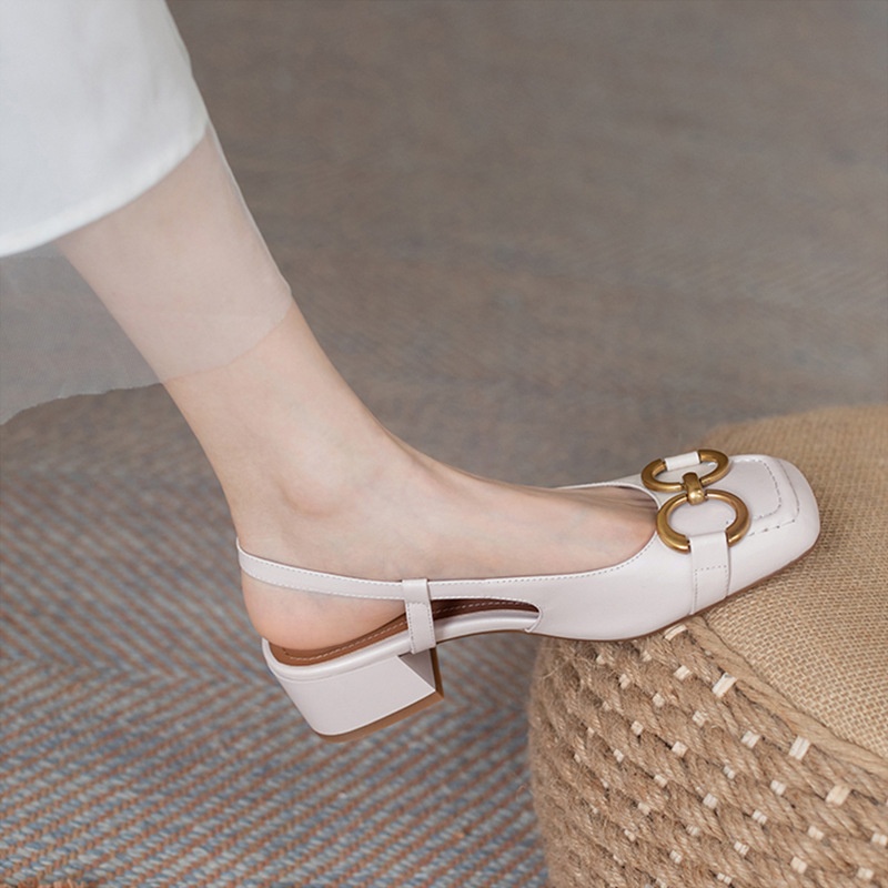 24HA127.12 - GIÀY SANDAL MŨI VUÔNG RETRO