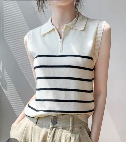 24HA127.28 - ÁO LEN KẺ CỔ POLO SÁT NÁCH
