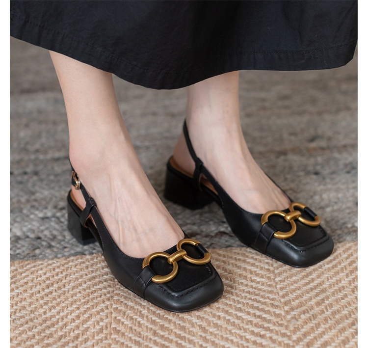 24HA127.12 - GIÀY SANDAL MŨI VUÔNG RETRO