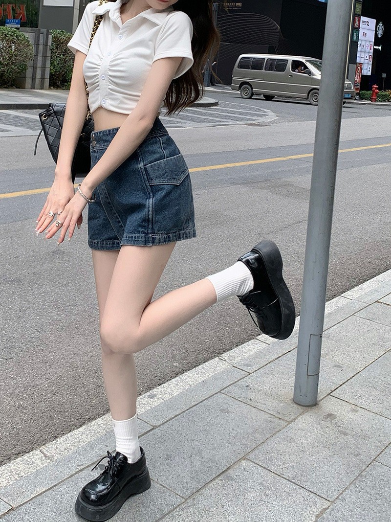 24HA167.29 - QUẦN SHORT JEAN GIẢ VÁY