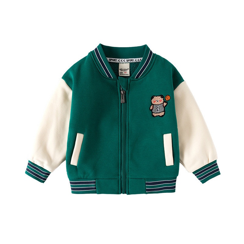 24HA167.05 - KHOÁC NỈ BOMBER HÌNH GẤU LÓT LÔNG CỪU WELLKIDS