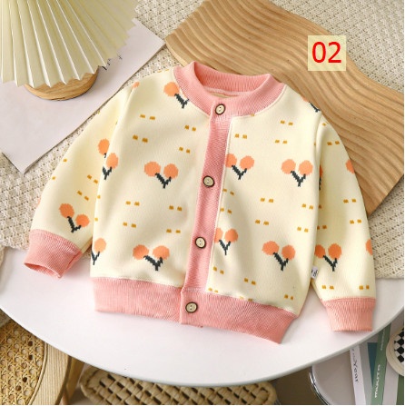 24HA167.15 - ÁO CARDIGAN LÓT NHUNG CHO BÉ