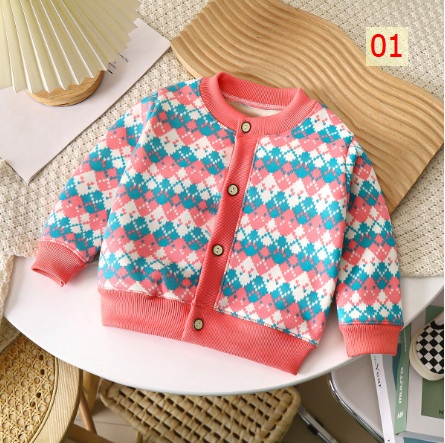 24HA167.15 - ÁO CARDIGAN LÓT NHUNG CHO BÉ