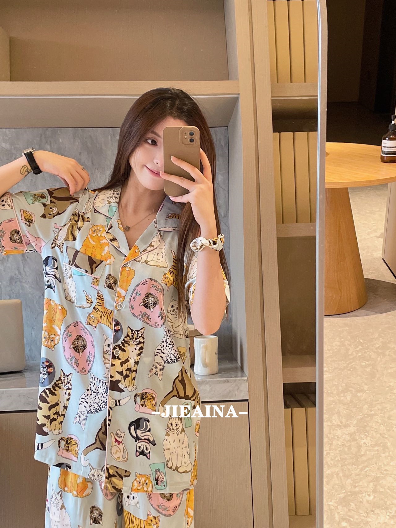 24HA167.03 - BỘ LỤA QUẦN DÀI NHÀ JIEAINAIN