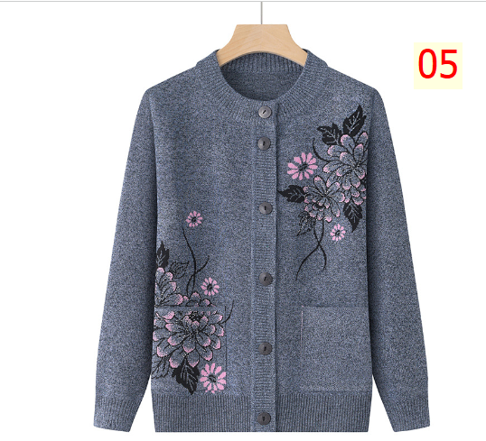24HA217.15 - CARDIGAN LEN HÌNH HOA TRUNG NIÊN