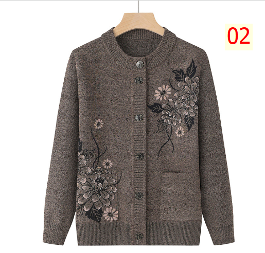 24HA217.15 - CARDIGAN LEN HÌNH HOA TRUNG NIÊN