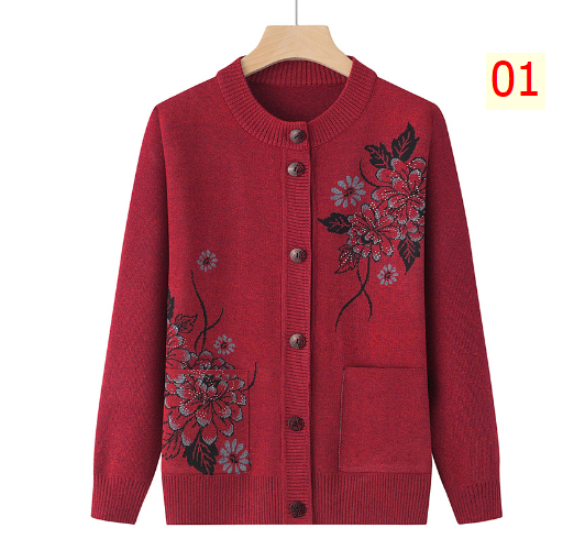 24HA217.15 - CARDIGAN LEN HÌNH HOA TRUNG NIÊN