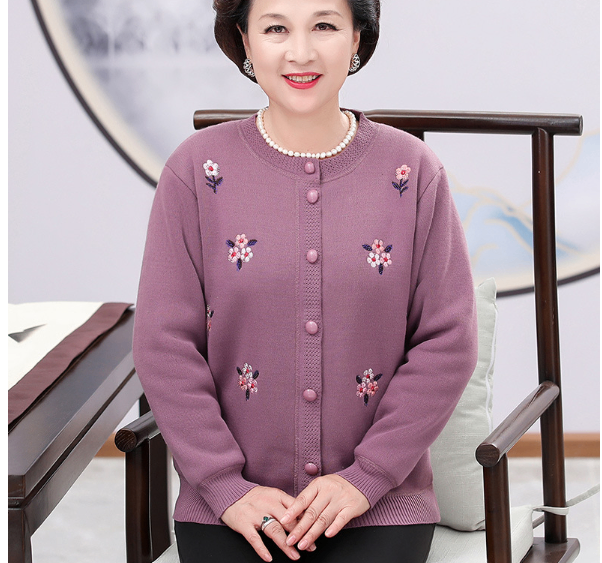 24HA217.17 - CARDIGAN LEN LÓT LÔNG CHO MẸ