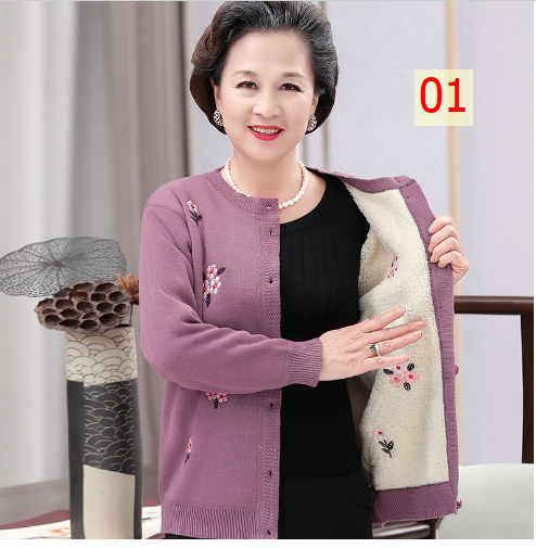 24HA217.17 - CARDIGAN LEN LÓT LÔNG CHO MẸ