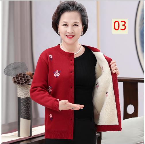 24HA217.17 - CARDIGAN LEN LÓT LÔNG CHO MẸ