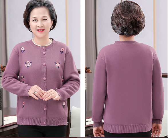 24HA217.17 - CARDIGAN LEN LÓT LÔNG CHO MẸ