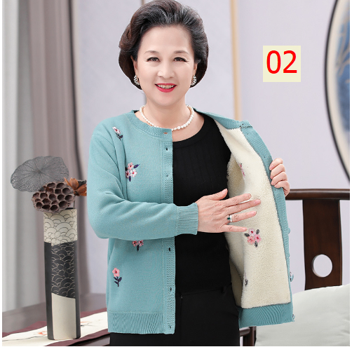 24HA217.17 - CARDIGAN LEN LÓT LÔNG CHO MẸ