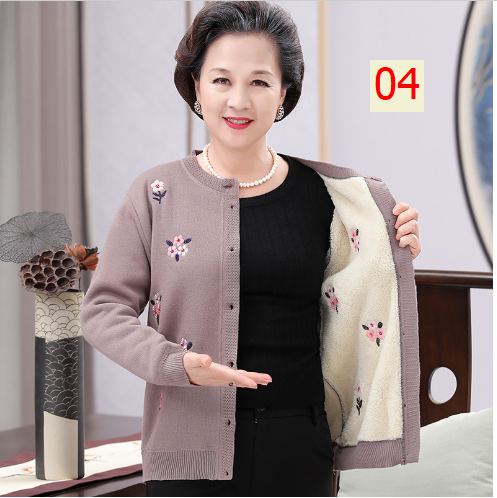 24HA217.17 - CARDIGAN LEN LÓT LÔNG CHO MẸ