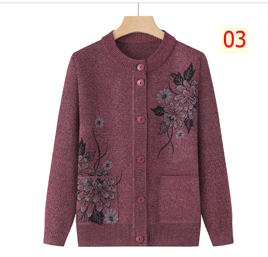 24HA217.15 - CARDIGAN LEN HÌNH HOA TRUNG NIÊN