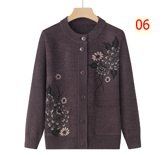24HA217.15 - CARDIGAN LEN HÌNH HOA TRUNG NIÊN
