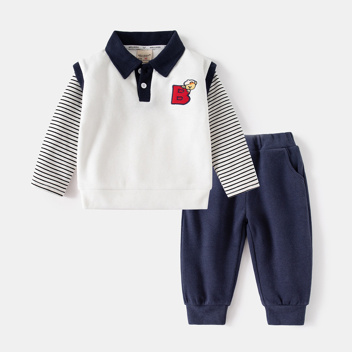 24HA237.16 - BỘ NỈ TAY PHỐI WELLKIDS