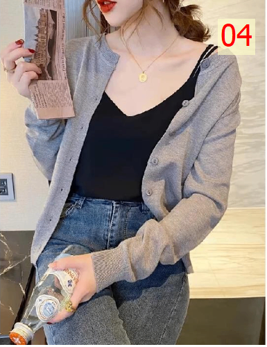 24HA237.08 - CARDIGAN TRƠN BASIC NỮ