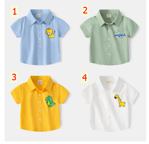 24HA237.30 - SƠ MI CỘC TAY HÌNH CON VẬT WELLKIDS