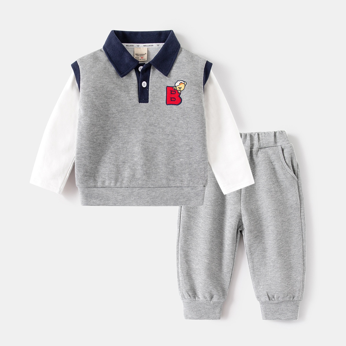 24HA237.16 - BỘ NỈ TAY PHỐI WELLKIDS