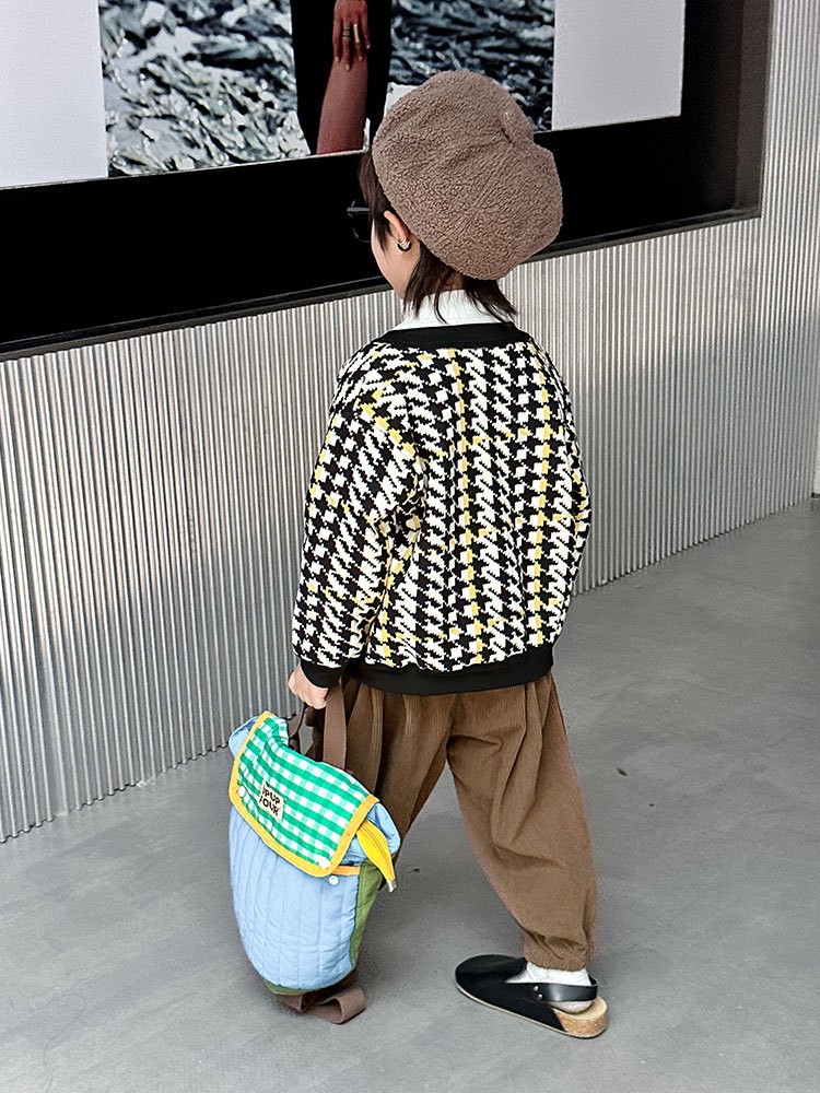 24HA247.15 - ÁO CARDIGAN LÓT NHUNG CHO BÉ
