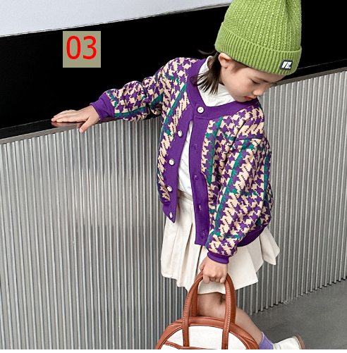 24HA247.15 - ÁO CARDIGAN LÓT NHUNG CHO BÉ