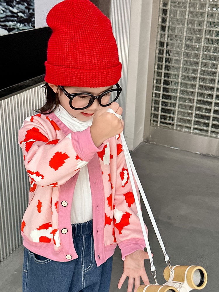 24HA247.15 - ÁO CARDIGAN LÓT NHUNG CHO BÉ