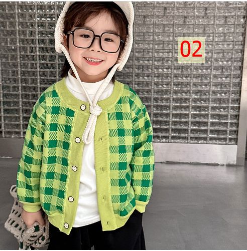24HA247.15 - ÁO CARDIGAN LÓT NHUNG CHO BÉ