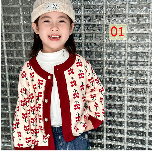 24HA247.15 - ÁO CARDIGAN LÓT NHUNG CHO BÉ