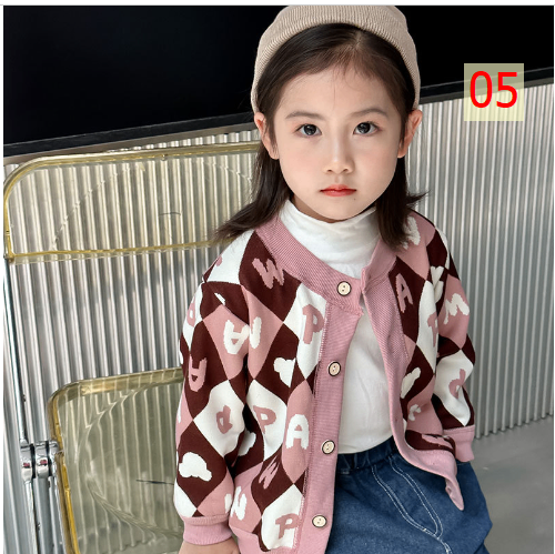 24HA247.15 - ÁO CARDIGAN LÓT NHUNG CHO BÉ