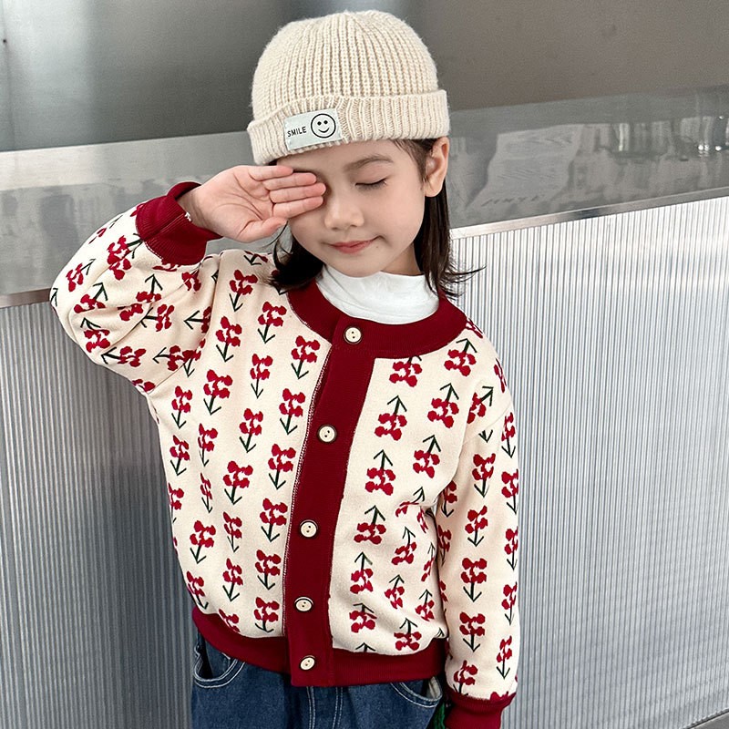 24HA247.15 - ÁO CARDIGAN LÓT NHUNG CHO BÉ