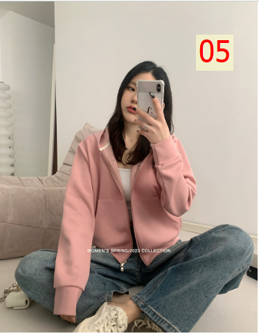 24HA267.16 - KHOÁC NỈ KHÓA KÉO LIỀN MŨ