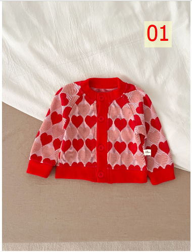 24HA267.24 - ÁO CARDIGAN LEN SIZE NHÍ CHO BÉ