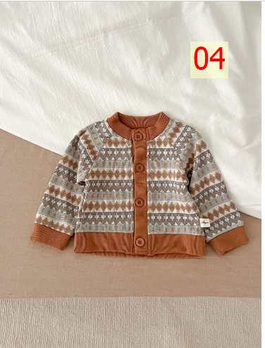 24HA267.24 - ÁO CARDIGAN LEN SIZE NHÍ CHO BÉ