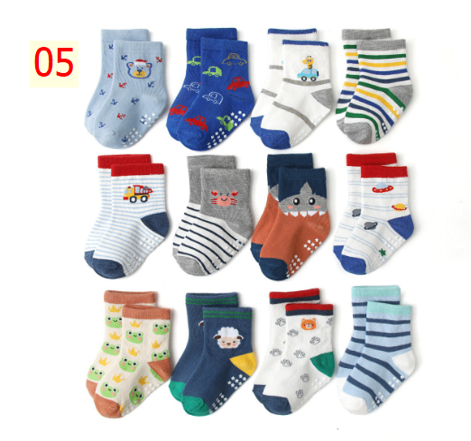 24HA48.01 - SET 12 ĐÔI TẤT CHỐNG TRƠN TRƯỢT KID'S BASIC